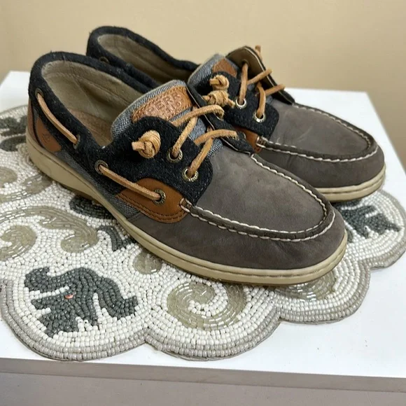 Grey tan and navy blue sperrys pro -sider - Picture 6 of 9